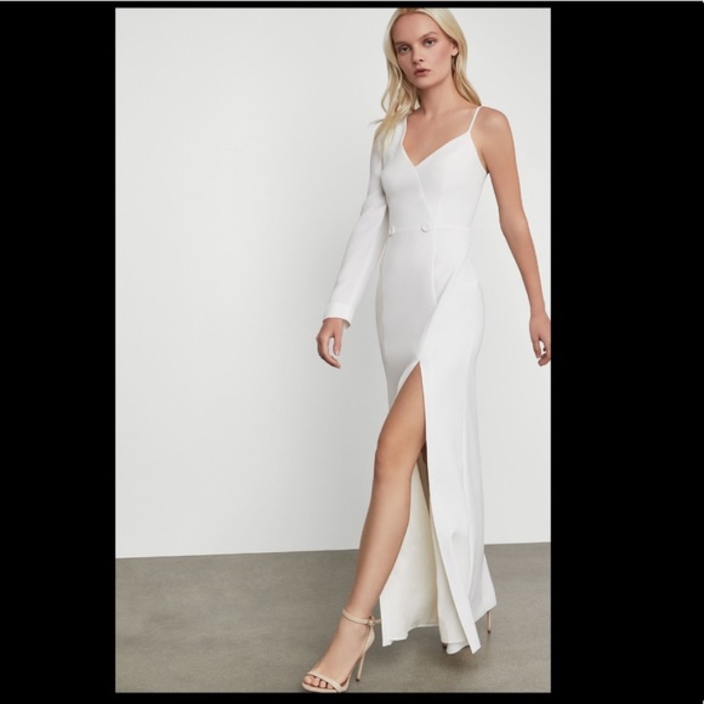 BCBGMAXAZRIA White long sleeve structured wedding Bridal Maxi Dress Size 2 small